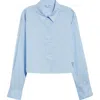 Acne Studios Satai Crop Cotton Voile Button-up Shirt In Baby Blue Djy