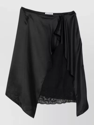 Acne Studios Satin Draped Asymmetric Midi Skirt In Black