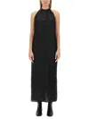 Acne Studios Satin Buckle Closure Dress With Wide Back In Black
