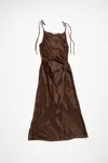 Acne Studios Satin Dress In Chocolate Brown