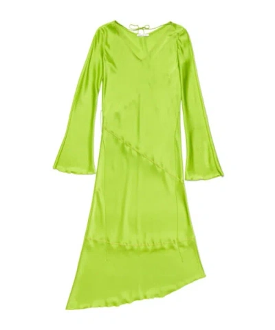 Acne Studios Satin Midi Dress In Green