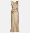 Acne Studios Dayla Satin Midi Dress In Green