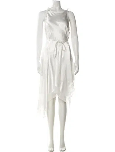 Pre-owned Acne Studios Satin Midi Length Dress W/ Tags In White