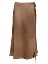 Acne Studios Brown Satin Wrap Midi Skirt In Brown