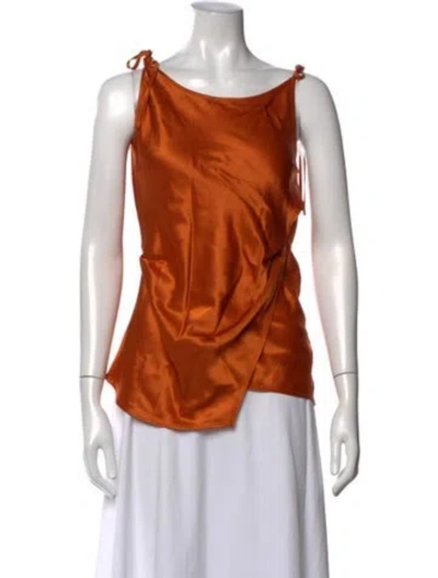 Pre-owned Acne Studios Satin Mock Neck Blouse In Orange