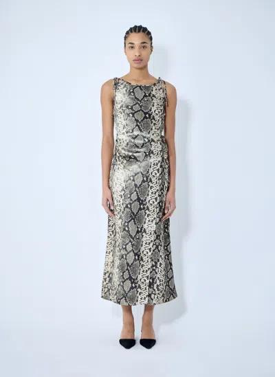 ACNE STUDIOS SATIN PYTHON PRINT MIDI DRESS