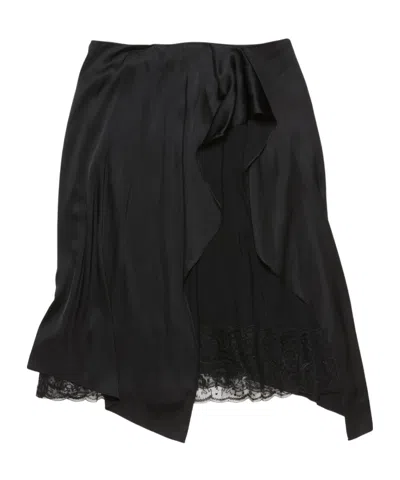 Acne Studios Satin Ruffle Skirt In Black