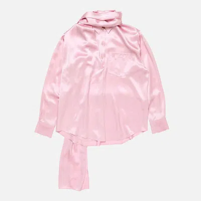 Acne Studios Satin Shirt With Scarf Detail And Pocket In Pink