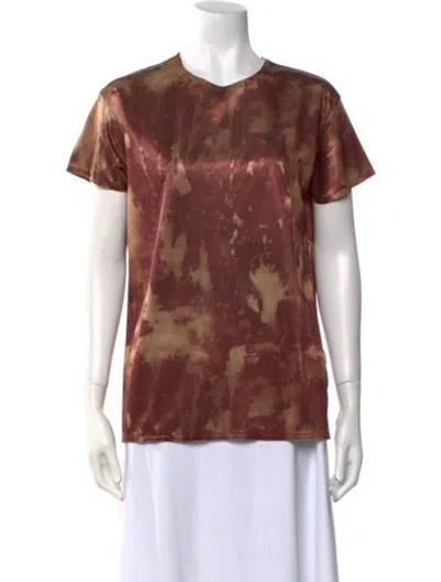 Pre-owned Acne Studios Satin Tie-dye Print T-shirt In Brown