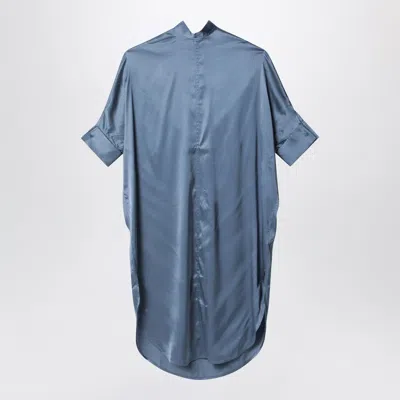Acne Studios Satin Tunic Midi Dress In Blue