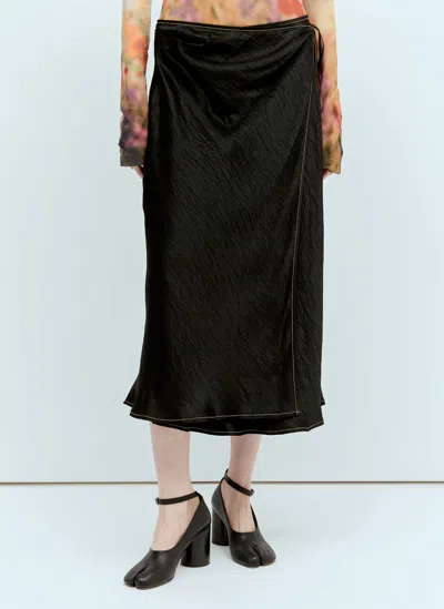 Acne Studios Satin Wrap Skirt In Black