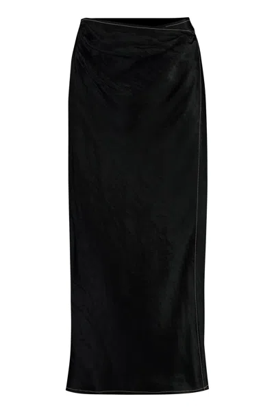 Acne Studios Satin Wrap Skirt In Black