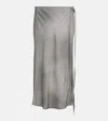 Acne Studios Gray Satin Wrap Midi Skirt In Grey