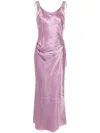 Acne Studios Crinkled Satin Dress In Purple