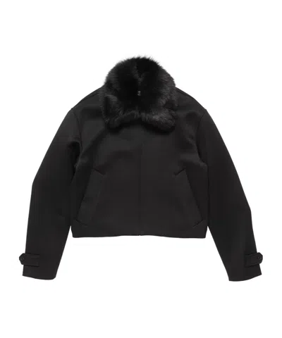 Acne Studios Satin-wool Bomber Jacket In Black