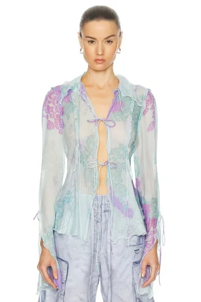 Acne Studios Satty Long Sleeve Blouse In Blue & Lilac
