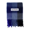 Acne Studios Vally Checked Wool-blend Scarf In Blue
