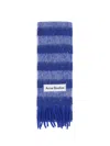 Acne Studios Frayed Hems Striped Pattern Scarf In Blue/aqua