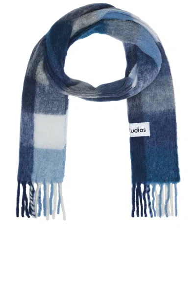 Acne Studios Scarf In Indigo  Grey  & Light Blue