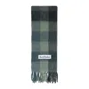 Acne Studios Alpaca Wool Blend Checkered Pattern Scarf In Green