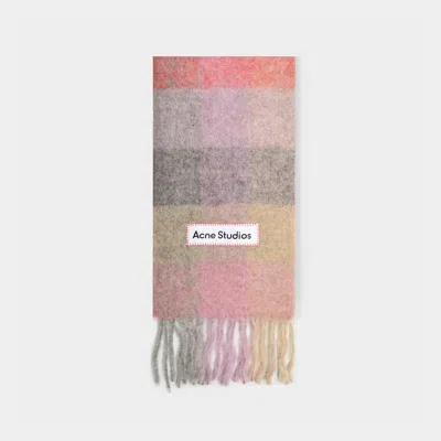 Acne Studios Women Multicolor Scarf With Check Motif And Logo Patch In Alpaca And Wool Blend Woman