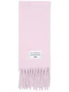 Acne Studios Logo Patch Fringed Scarf In Pink