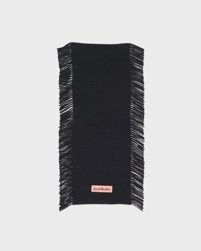 Acne Studios Scarf Soft Wool Fringed Svart