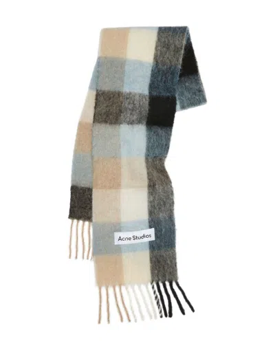 Acne Studios Checked Alpaca And Wool-blend Scarf In Blue