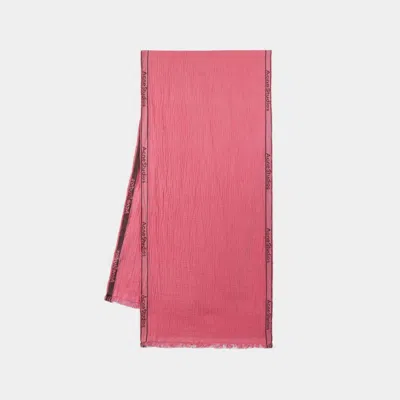 Acne Studios Logo Detailed Fringed Scarf In Pink