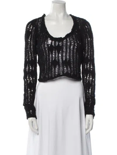 Pre-owned Acne Studios Scoop Neck Long Sleeve Crop Top In Black