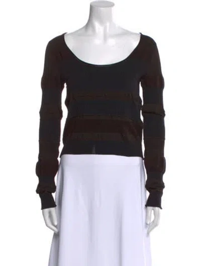 Pre-owned Acne Studios Scoop Neck Long Sleeve Crop Top In Brown