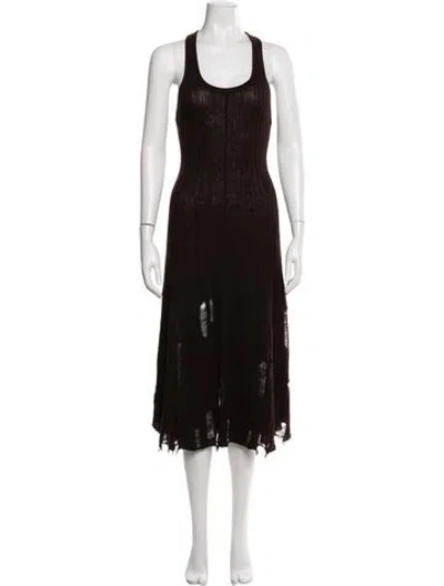 Pre-owned Acne Studios Scoop Neck Midi Length Dress In Brown