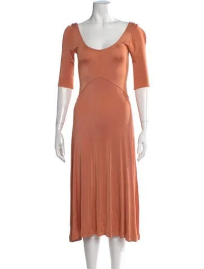 Pre-owned Acne Studios Scoop Neck Midi Length Dress In Orange