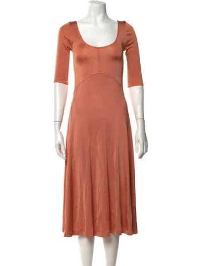 Pre-owned Acne Studios Scoop Neck Midi Length Dress In Orange