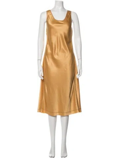 Pre-owned Acne Studios Scoop Neck Midi Length Dress In Yellow