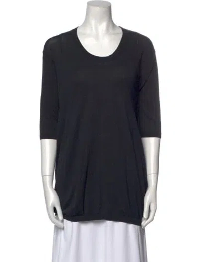 Pre-owned Acne Studios Scoop Neck Three-quarter Sleeve T-shirt In Black