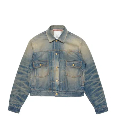 Acne Studios Scraped Denim Jacket In Multi