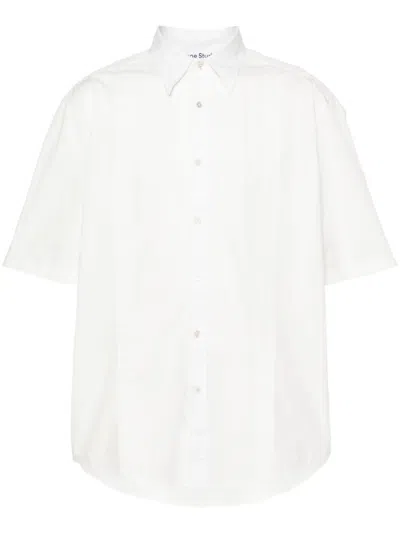 Acne Studios Seam-detail Cotton Shirt In Weiss