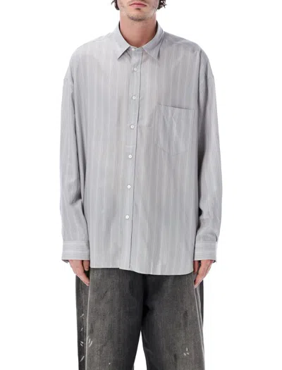 Acne Studios Seasonal Striped Button-up Shirt (size 48) In Gray