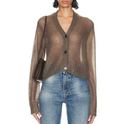 Acne Studios Semi-sheer Crop Cardigan In Brown