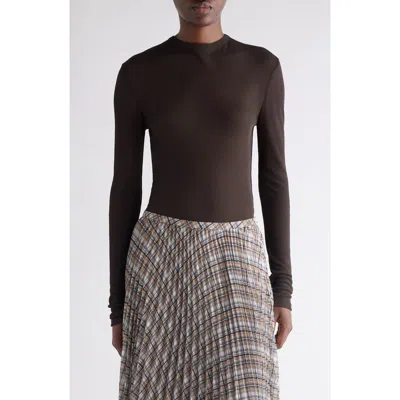 Acne Studios Semisheer Long Sleeve Rib T-shirt In Brown