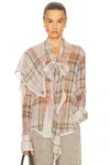 Acne Studios Checked Silk Blouse In Multi