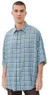Acne Studios Oversized Checked Woven Shirt In Blue