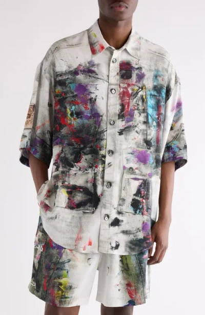 ACNE STUDIOS ACNE STUDIOS SETAR PAINT PRINT BUTTON-UP SHIRT