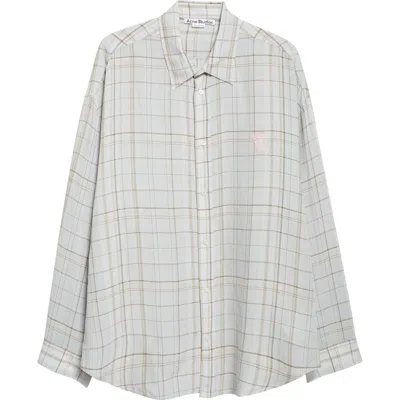 Acne Studios Setar Plaid Button-up Shirt In Gray