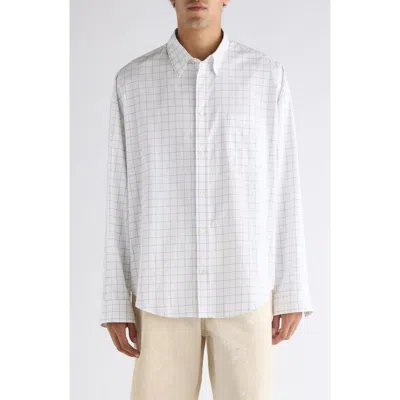 Acne Studios Setar Windowpane Plaid Brushed Cotton Button-up Shirt In Multi