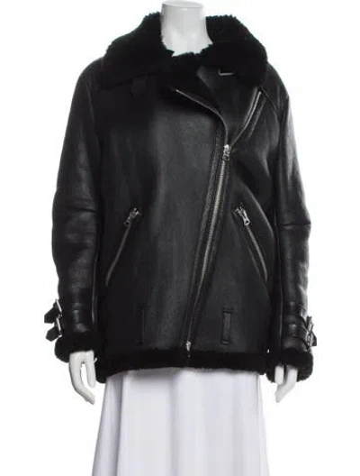 Pre-owned Acne Studios Shearling Biker Jacket In Black