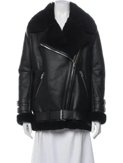 Pre-owned Acne Studios Shearling Biker Jacket In Black