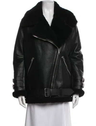Pre-owned Acne Studios Shearling Biker Jacket In Black