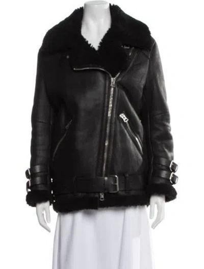 Pre-owned Acne Studios Shearling Biker Jacket In Black